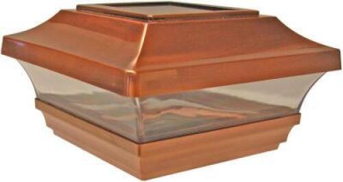 DESCRIPTION: (3) SOLAR POST CAPS IN SYNTHETIC COPPER FINISH RETAIL$: $42.50 EACH SIZE: 4"X4" QTY: 3
