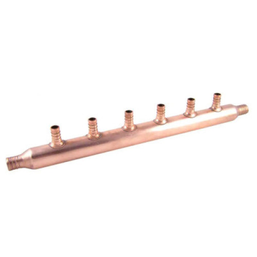 DESCRIPTION: (6) 3/4" PEX BARB X 1/2" BARB COPPER 6-PORT OPEN MANIFOLD FITTING BRAND/MODEL: APOLLO RETAIL$: $22.42 EACH QTY: 6