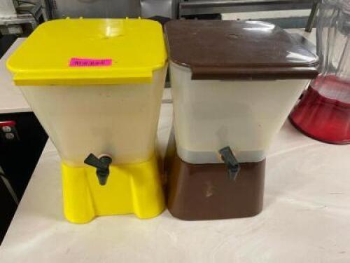 (2) PLASTIC BEVERAGE DISPENSERS W/ STANDS