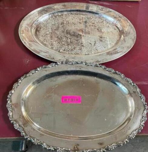 (2) ASSORTED PLATED SERVING TRAYS