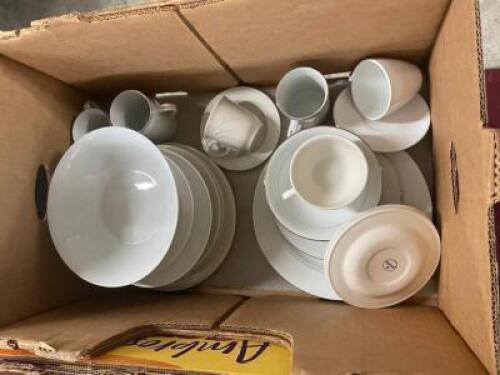 (2) BOXES OF ASSORTED PLATES AND GLASSES