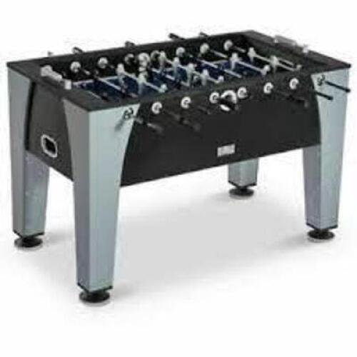 DESCRIPTION: (1) ARCADE FOOSBALL SOCCER TABLE BRAND/MODEL: BARRINGTON #SOC054_057B INFORMATION: BACK AND GREY RETAIL$: 186.36 SIZE: 54" IMAGES ARE FOR