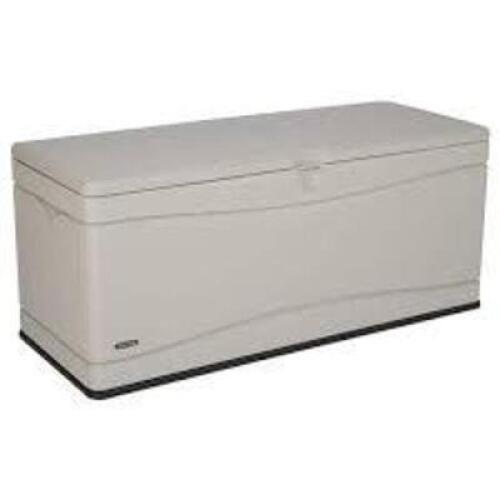 DESCRIPTION: (1) HEAVY DUTY OUTDOOR STORAGE DECK BOX BRAND/MODEL: LIFETIME INFORMATION: GRAY RETAIL$: $200.00 EA SIZE: 130 GALLON QTY: 1