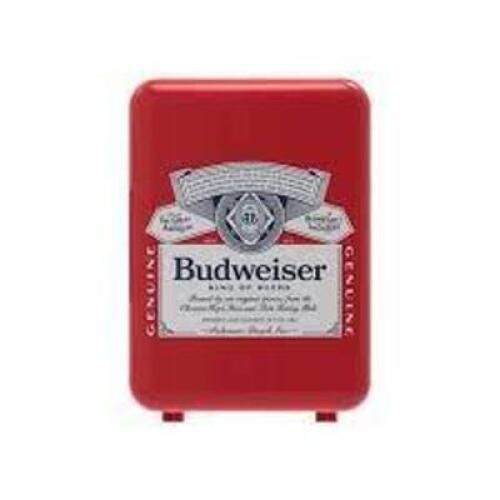 DESCRIPTION: (1) PORTABLE MINI FRIDGE BRAND/MODEL: BUDWEISER INFORMATION: RED RETAIL$: $40.00 EA SIZE: 6 CAN QTY: 1