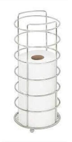 DESCRIPTION: (1) CYLINDER FREE STANDING TOILET PAPER HOLDER BRAND/MODEL: BATH BLISS RETAIL$: $20.00 EA SIZE: 4 ROLL CAP QTY: 1