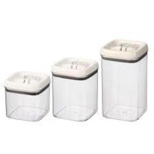 DESCRIPTION: (1) 3 CANISTER SET BRAND/MODEL: BETTER HOMES AND GARDENS FLIP TITE FOOD STORAGE INFORMATION: WHITE LID RETAIL$: $20.00 EA SIZE: 1 37 OZ 1