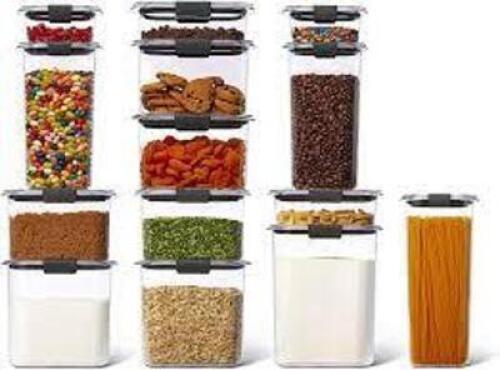 DESCRIPTION: (1) SET OF (14) FOOD STORAGE CONTAINERS BRAND/MODEL: RUBBERMAID #2150703 RETAIL$: $100.00 EA QTY: 1