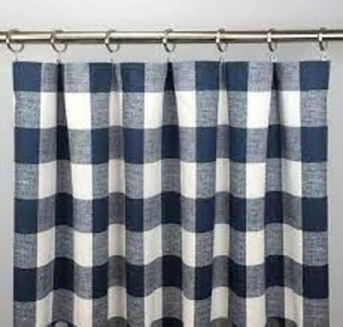 DESCRIPTION: (1) SET OF CURTAINS BRAND/MODEL: KELLY INFORMATION: CHECKERED NAVY RETAIL$: $60.00 EA SIZE: 52X84 QTY: 1