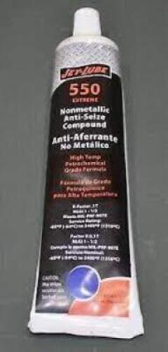 DESCRIPTION: (5) NON METALLIC ANTI-SEIZE COMPOUND BRAND/MODEL: JET LUBE 550 RETAIL$: $25.00 EA SIZE: 6 OZ QTY: 5