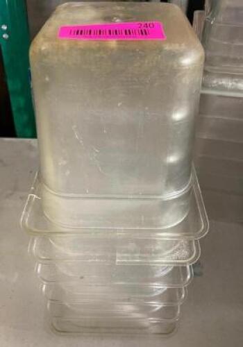 DESCRIPTION: (6) 1/6TH SIZE PLASTIC INSERTS. ADDITIONAL INFORMATION: 6� DEEP THIS LOT IS: SOLD BY THE PIECE QTY: 6