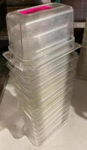 DESCRIPTION: (12) 1/9TH SIZE PLASTIC INSERTS. ADDITIONAL INFORMATION: 4� DEEP THIS LOT IS: SOLD BY THE PIECE QTY: 12