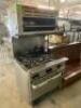 DESCRIPTION: VULCAN SIX BURNER RANGE W/ OVEN AND OVER HEAD SALAMANDER BRAND / MODEL: VULCAN 36S-6BN ADDITIONAL INFORMATION NATURAL GAS. DOES HAVE BOTT - 2