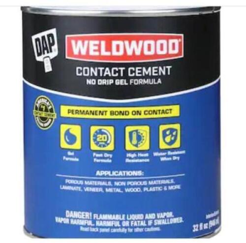 DESCRIPTION: (2) CONTACT CEMENT BRAND/MODEL: WELDWOOD #10L520 RETAIL$: $19.91 EA SIZE: 1 QT QTY: 2