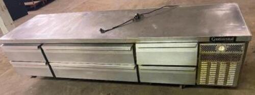 DESCRIPTION: CONTINENTAL 108" X 33" SIX DRAWER REFRIGERATED CHEFS BASE. BRAND / MODEL: CONTINENTAL SIZE: 108" X 33" QTY: 1