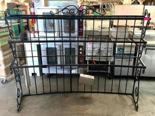 7' IRON HUTCH WITH PLEXIGLASS SHELVES