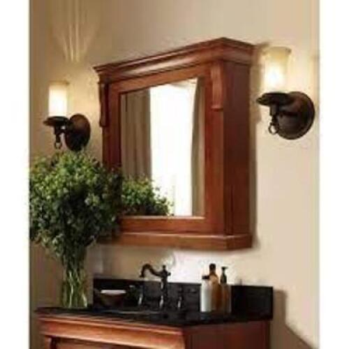 NAME: Naples 25 in. W x 31 in. H x 8 in. D Framed Surface-Mount Bathroom Medicine Cabinet in Warm Cinnamon