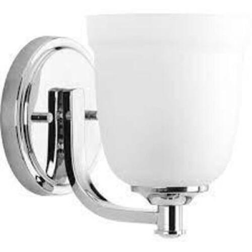 NAME: Topsail Collection 1-Light Polished Chrome Etched Parchment Glass Coastal Bath Vanity Light