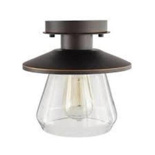 NAME: Northmoore 1-Light Oil Rubbed Bronze and Glass Vintage Semi-Flush Mount