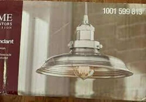 NAME: 1-Light Vintage Brushed Nickel Shade Pendant with Solid Case Socket Holder