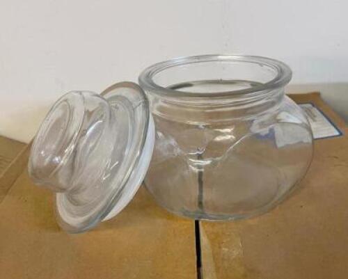 NAME: (6 PACK) 4" GLASS JARS WITH SUCTION-TIGHT LIDS