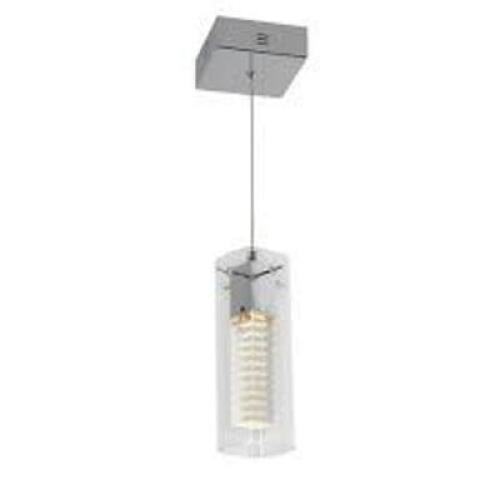 NAME: Hologram 8.5-Watt Integrated LED 1-Light Chrome Modern Hanging Pendant Light for Kitchen Island