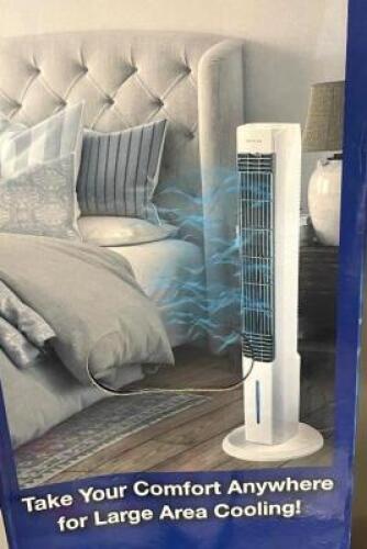 NAME: Oscillating 303 CFM 3-Speed Tower Portable Evaporative Cooler for 100 sq. ft.