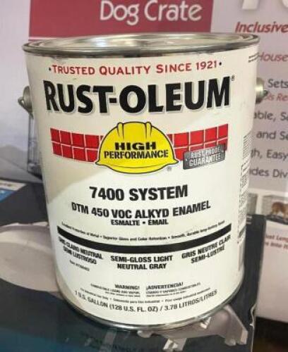 NAME: (2) RUSTOLEUM 7400 SYSTEM 1 Gal Light Neutral Gray Gloss Finish Industrial Enamel Paint