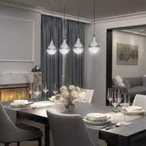 NAME: Glitzer 24-Watt Integrated LED 4-Light Chrome Modern Hanging Pendant Light for Dining Room