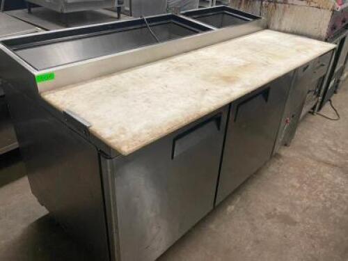 DESCRIPTION: SATURN 67" PIZZA PREP COOLER. BRAND / MODEL: SATURN FBPT67 ADDITIONAL INFORMATION MISSING TOP LIDS. 115 VOLT, 1 PHASE QTY: 1