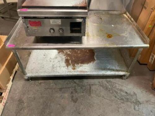 60" X 30" LOW BOY STAINLESS EQUIPMENT STAND W/ BACK AND SIDE SPLASH