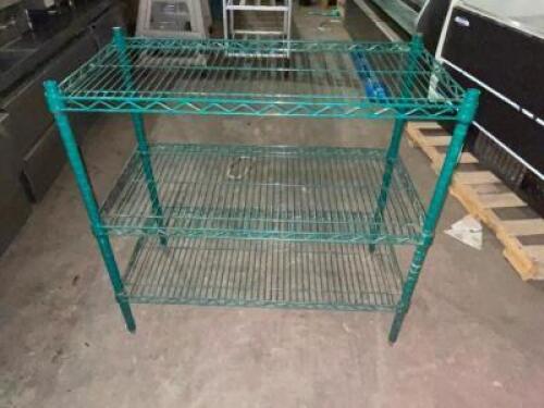 DESCRIPTION: 36" X 24" THREE TIER COATED RACKS. SIZE: 36" X 24" X 36" QTY: 1