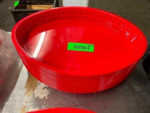 DESCRIPTION: (12) TABLECRAFT 12" RED PLASTIC FOOD BASKETS THIS LOT IS: SOLD BY THE PIECE QTY: 12