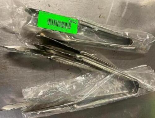 DESCRIPTION: (3) NEW STAINLESS TONGS THIS LOT IS: SOLD BY THE PIECE QTY: 3