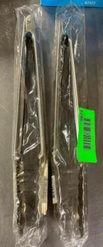 DESCRIPTION: (2) LONG STAINLESS TONGS THIS LOT IS: SOLD BY THE PIECE QTY: 2