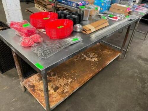 DESCRIPTION: 8' STAINLESS TABLE W/ MOUNTED CAN OPENER ADDITIONAL INFORMATION CONTENTS ARE NOT INCLUDED SIZE: . QTY: 1