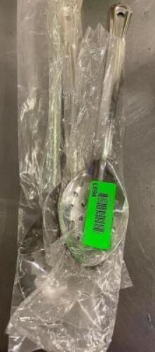 DESCRIPTION: (3) SLOTTED STAINLESS SERVING SPOONS - NEW THIS LOT IS: SOLD BY THE PIECE QTY: 3