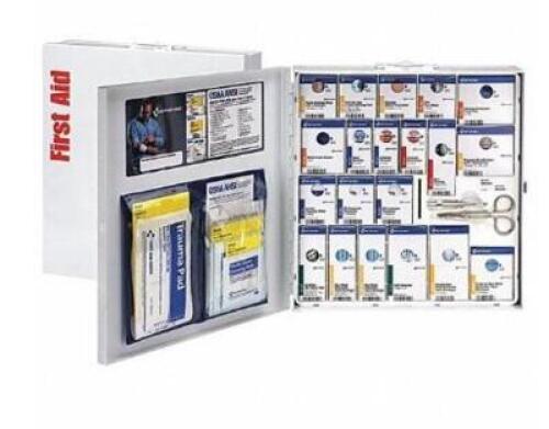 DESCRIPTION (1) FIRST AID ONLY FIRST AID CABINET BRAND/MODEL 746006 ADDITIONAL INFORMATION WHITE/NUMBER OF PEOPLE: 26-50/260-COMPONENTS/RETAILS AT $20