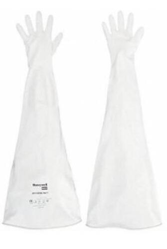 DESCRIPTION (1) HONEYWELL BOX GLOVES BRAND/MODEL 8Y1532A ADDITIONAL INFORMATION WHITE/HYPALON/RETAILS AT $279.48 SIZE SIZE: 9-3/4 X 8"CUFF DIA X 32"L