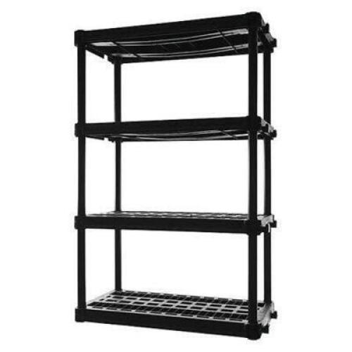 DESCRIPTION (1) PLANO PLASTIC SHELVING UNIT BRAND/MODEL PLA42000 ADDITIONAL INFORMATION BLACK/SHELVING CAPACITY: 200 LBS/RETAILS AT $315.24 SIZE 36" X