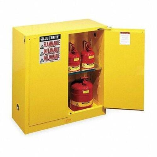 DESCRIPTION: (1) FLAMMABLE SAFETY CABINET BRAND/MODEL: JUSTRITE #1YNE1 INFORMATION: YELLOW MUST INSPECT FOR DAMAGE RETAIL$: 1448.3 SIZE: 43X18X44 30 G