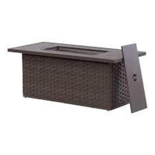 DESCRIPTION: (1) HARBOR CITY PATIO FIRE PIT DINING TABLE BRAND/MODEL: BETTER HOMES AND GARDENS RETAIL$: $350.00 EA SIZE: 63.38" L X 29.13" W X 25.59"