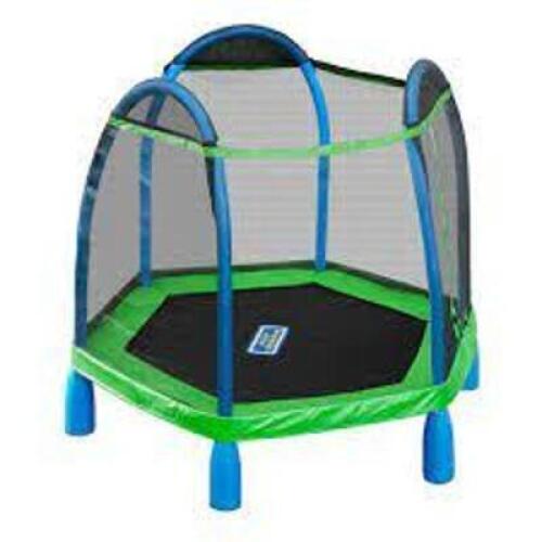 DESCRIPTION: (1) MY FIRST TRAMPOLINE BRAND/MODEL: BOUNCE PRO/MSC-84MFT-FZ INFORMATION: MAX WEIGHT: 300 LBS/WITH FLASH LIGHT ZONE RETAIL$: 142.1 SIZE: