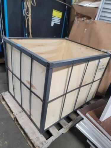 DESCRIPTION: (1) METAL FRAME WOODEN GAYLORD RETAIL$: $400.00 EA QTY: 1