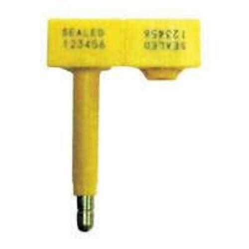 DESCRIPTION: (1) BOX OF (200) GENERIC YELLOW SECURITY SEAL LOCKS BRAND/MODEL: TYDENBROOKS #43RR23 RETAIL$: 200.25 SIZE: 47/64 IN H X 1-3/16 IN W QTY: