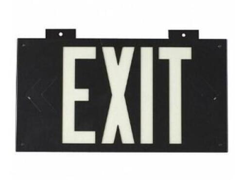DESCRIPTION (1) BRADY EXIT SIGN BRAND/MODEL 38098B ADDITIONAL INFORMATION BLACK/PLASTIC/RETAILS AT $159.50 SIZE 15-1/4"W X 8-1/4"H X 0.25"TH THIS LOT