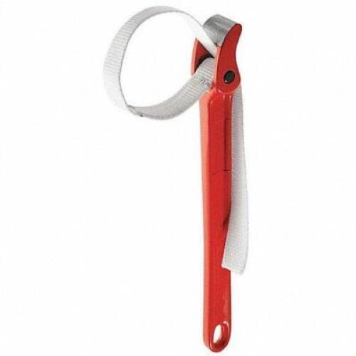 DESCRIPTION: (2) STRAP WRENCH BRAND/MODEL: ROTHENBERGER #23RF26 INFORMATION: RED RETAIL$: $50.87 EA SIZE: 3-1/2 OUTSIDE DIA 13 IN HANDLE 1-1/4 STRAP W