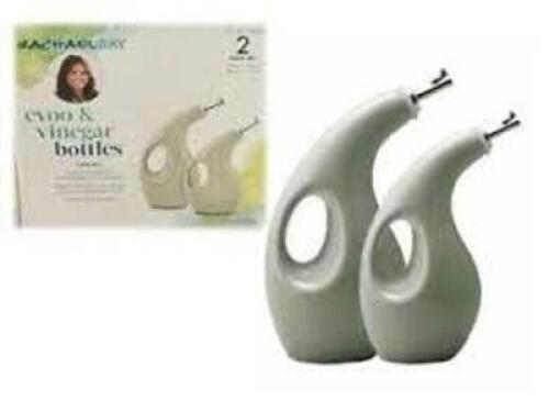 DESCRIPTION: (1) SET OF (2) OIL AND VINEGAR BOTTLE BRAND/MODEL: RACHAEL RAY #1574243 RETAIL$: $30.00 EA QTY: 1