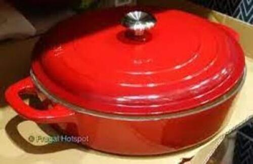 DESCRIPTION: (1) ENAMELED CAST IRON BRAISER BRAND/MODEL: TRAMONTINA #1481731 INFORMATION: RED RETAIL$: $53.50 EA SIZE: 4 QT QTY: 1