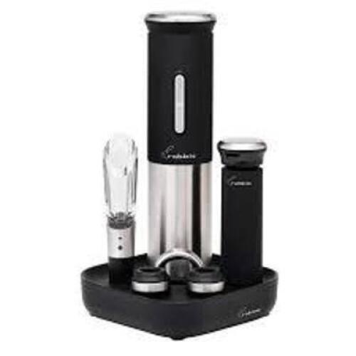 DESCRIPTION: (1) ELECTRIC WINE OPENER SET BRAND/MODEL: RABBIT #4163384 INFORMATION: BLACK AND STAINLESS RETAIL$: $109.95 EA QTY: 1