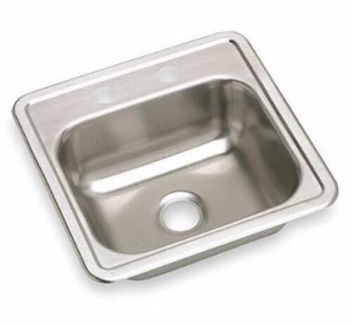DESCRIPTION (1) ELKAY SINGLE BOWL DROP-IN BAR SINK BRAND/MODEL K115152 ADDITIONAL INFORMATION STAINLESS STEEL/23 GAUGE/RETAILS AT $63.98 SIZE 5-3/16"H